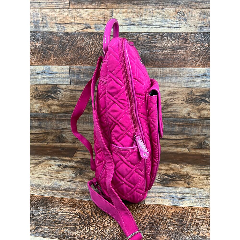 Vera Bradley Hot Fuchsia Pink Quilted Backpack Bag Pockets Purse - Picture 6 of 8